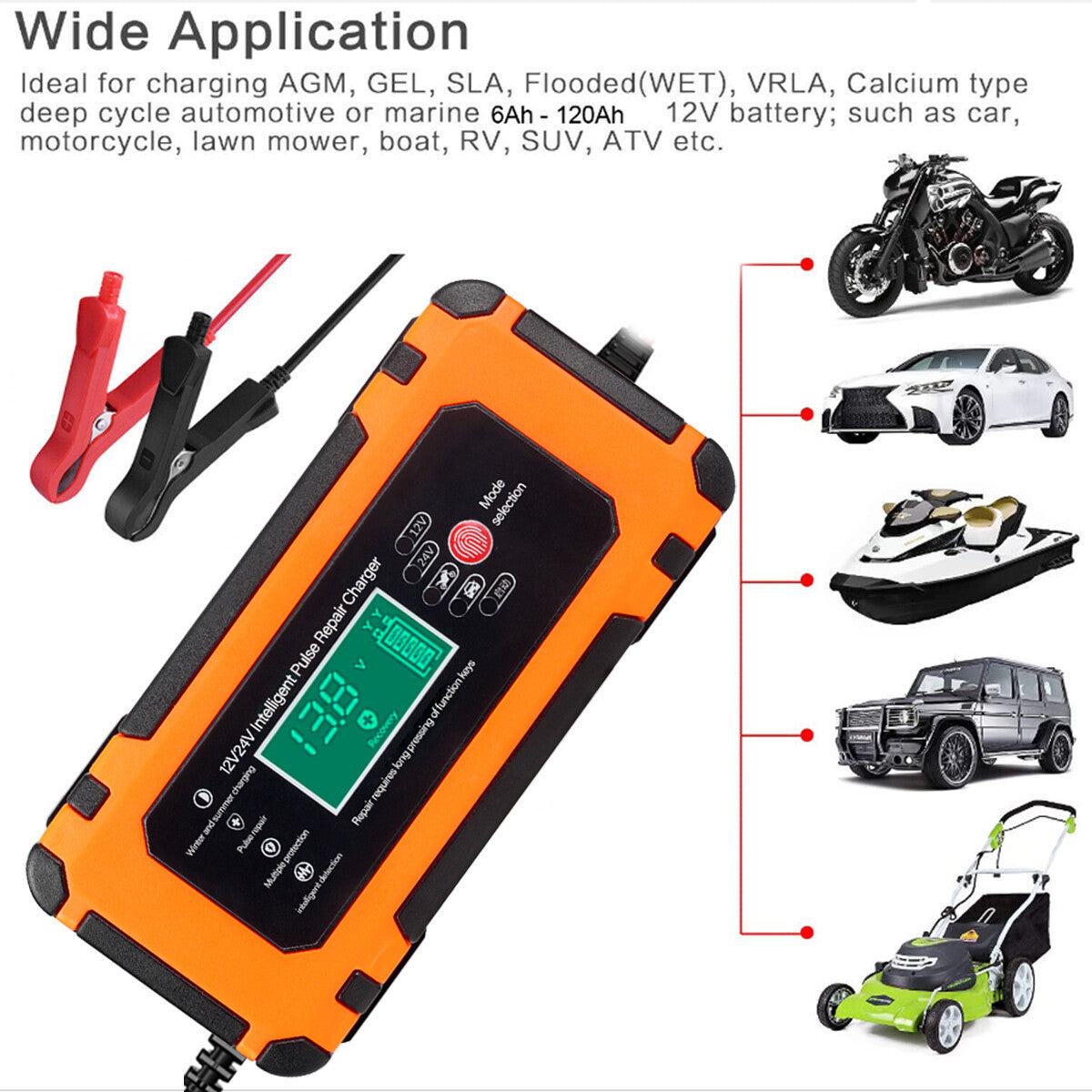 8A Smart Car Battery Fast Charger 12V